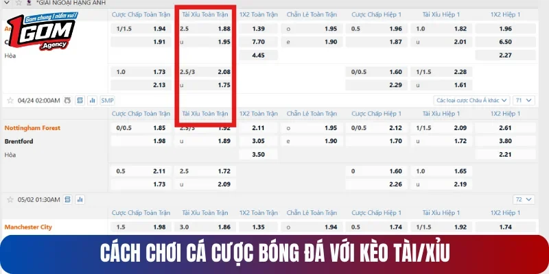 Cách chơi cá cược bóng đá với kèo Tài/Xỉu