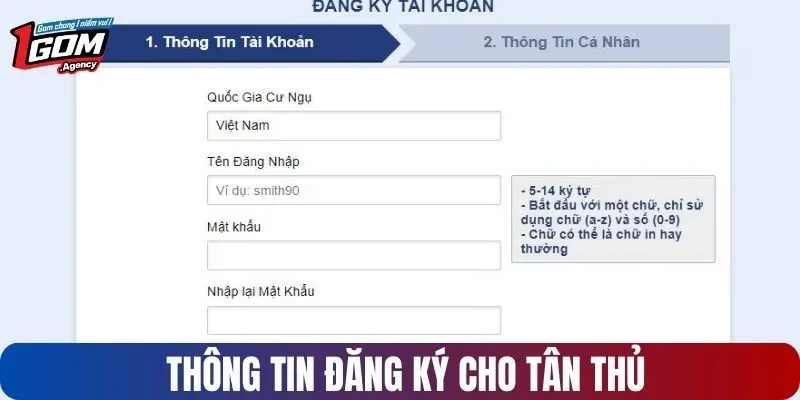 Thông tin đăng ký cho tân thủ